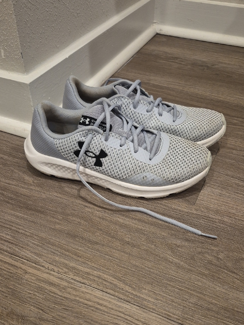 Under Armour Grey Mesh Athletic Sneakers with Black Logo